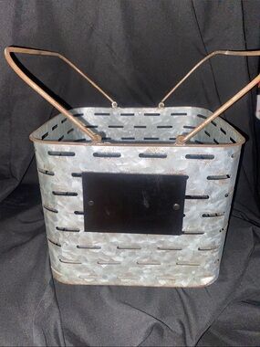 The Spring Shop Galvanized Metal Basket with Black Chalk Label and Rust Handles